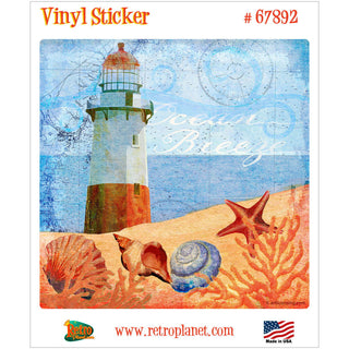 Ocean Breeze Lighthouse Collage Vinyl Sticker