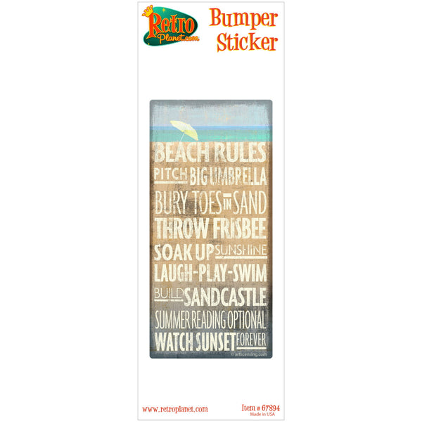 Beach Rules Word Cloud Vinyl Sticker