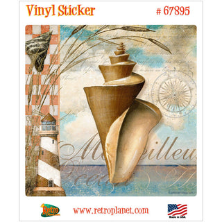 Ocean Spiral Shell Dreams Collage Vinyl Sticker