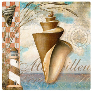Ocean Spiral Shell Dreams Collage Vinyl Sticker