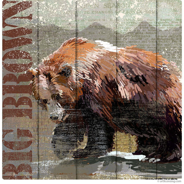 Big Brown Bear Hunting Open Season Wall Decal