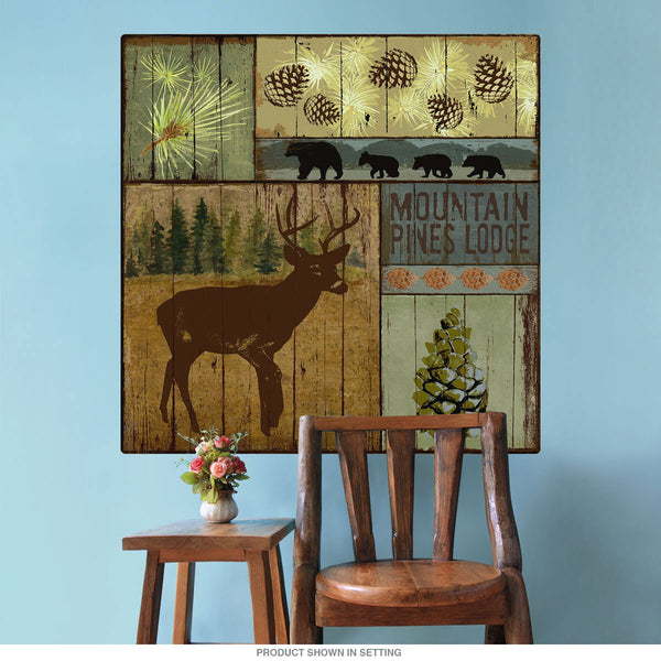 Pines and Deer Rustic Cabin Wall Decal