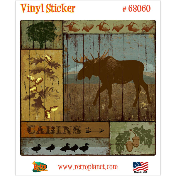 Pines and Moose Rustic Cabin Vinyl Sticker