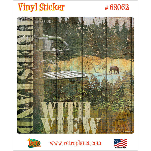 Treestand with View Rustic Cabin Vinyl Sticker