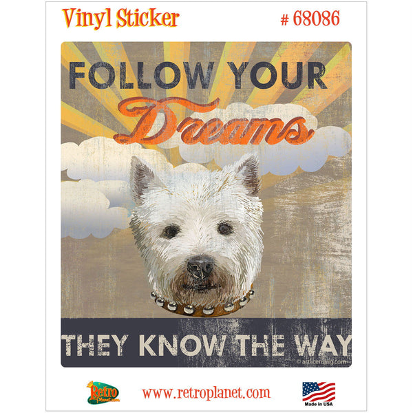 Westie Pup Dreams Dog Days Vinyl Sticker