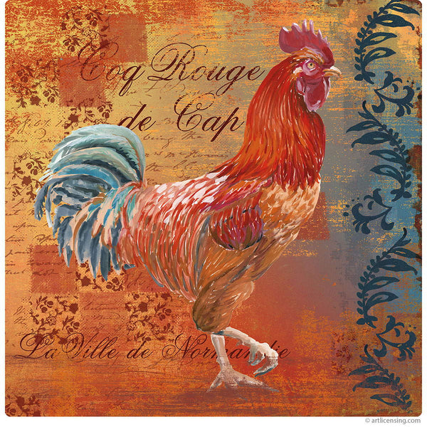 Redcap Rooster French Coq Motifs Wall Decal
