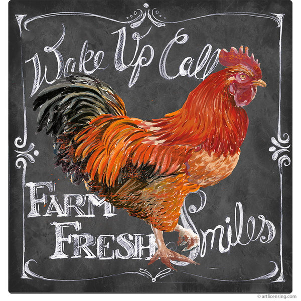 Farm Fresh Rooster Chalk Art Wall Decal