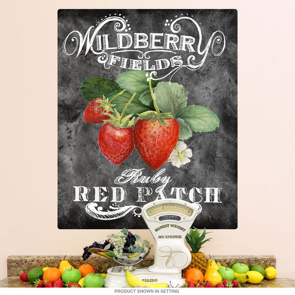Strawberries Red Patch Chalk Art Wall Decal