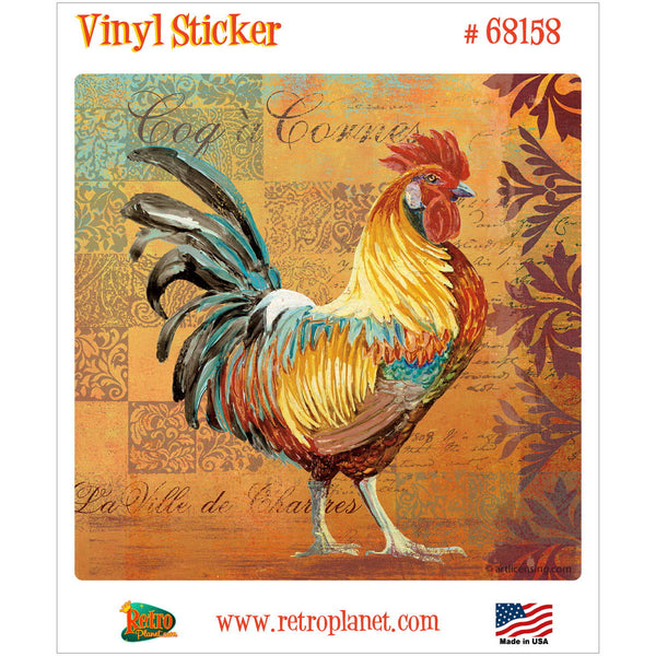 Horned Rooster French Coq Motifs Vinyl Sticker