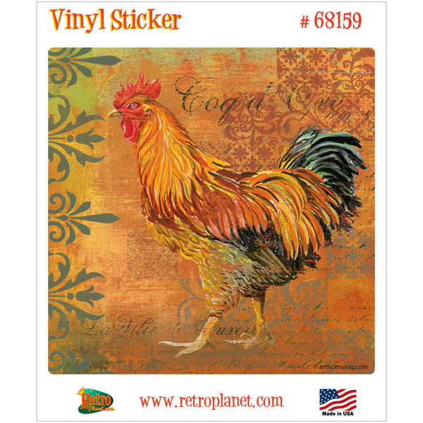 Gold Rooster French Coq Motifs Vinyl Sticker