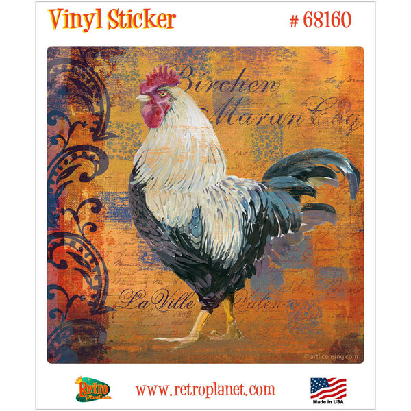 White Rooster French Coq Motifs Vinyl Sticker
