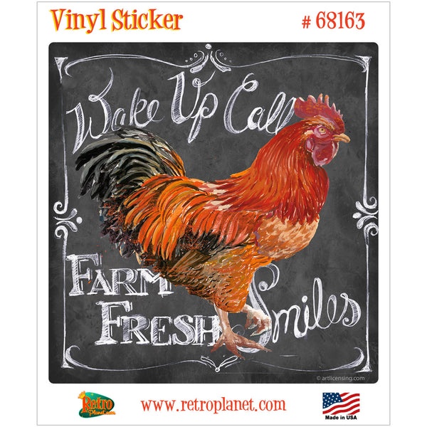 Farm Fresh Rooster Chalk Art Vinyl Sticker