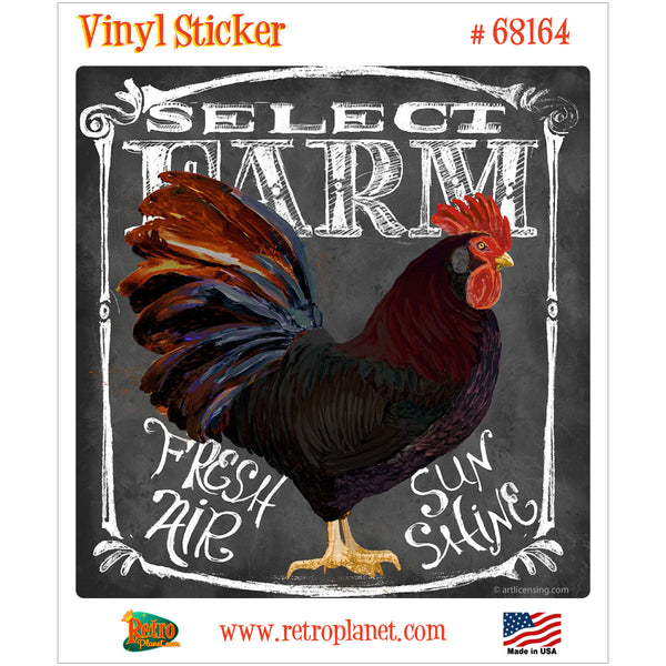 Select Farm Rooster Chalk Art Vinyl Sticker