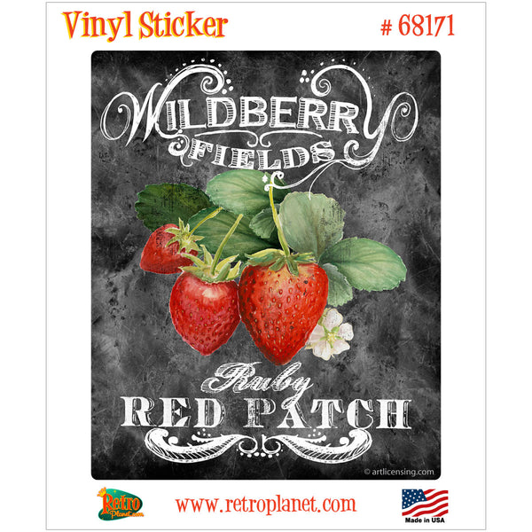 Strawberries Red Patch Chalk Art Vinyl Sticker
