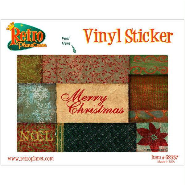 Merry Christmas Quilt Patches Vinyl Sticker