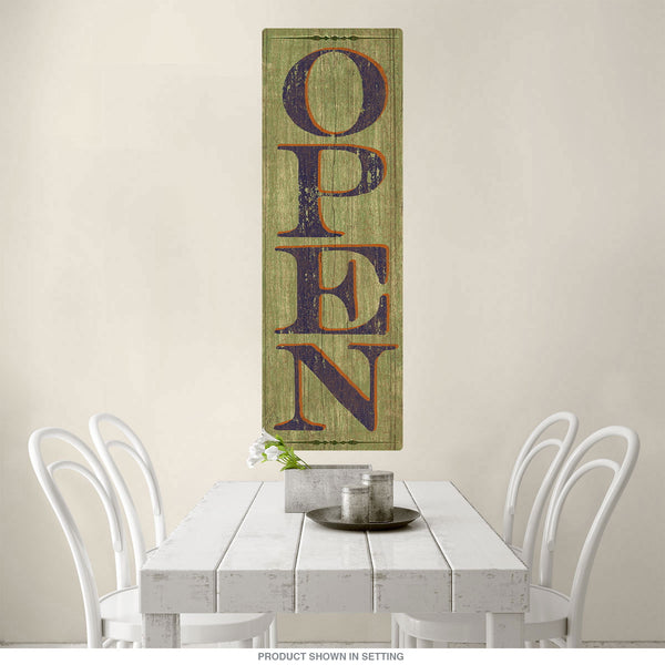 Open Rustic Painted Word Wall Decal