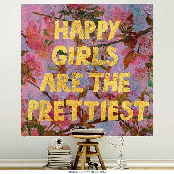 Happy Girls Prettiest Flowers Wall Decal
