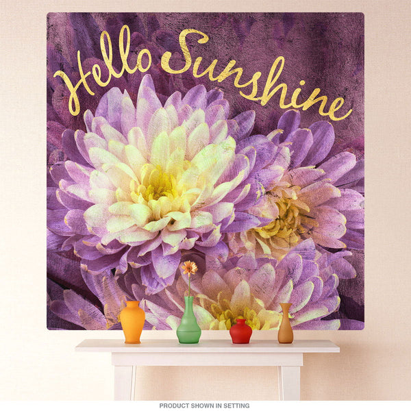 Hello Sunshine Purple Flowers Wall Decal