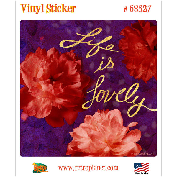 Life Is Lovely Pink Flowers Vinyl Sticker