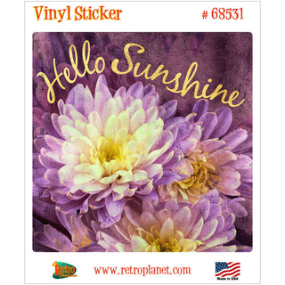 Hello Sunshine Purple Flowers Vinyl Sticker