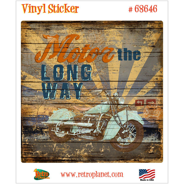 Motor The Long Way Motorcycle Vinyl Sticker