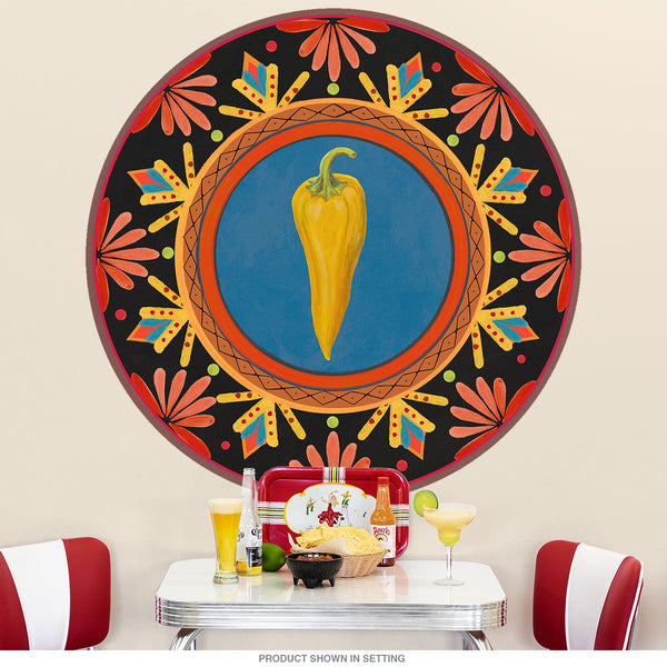 Yellow Chili Pepper Talavera Style Mexican Wall Decal