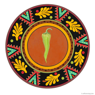 Green Chili Pepper Talavera Style Mexican Wall Decal