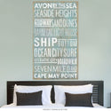 New Jersey Shore Beach Words Wall Decal