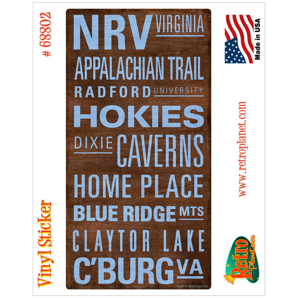 New River Valley Virginia Words Vinyl Sticker