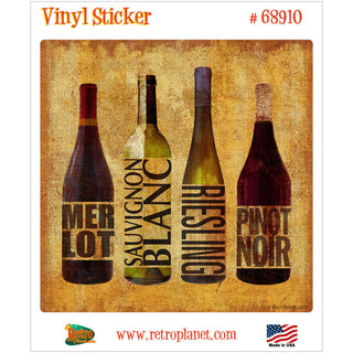 Wine Bottle Line Up Merlot Riesling Vinyl Sticker