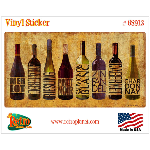 Wine Bottle Collection Merlot Pinot Noir Vinyl Sticker