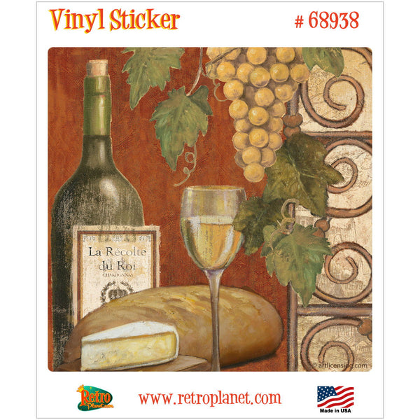 Chardonnay Wine Cheese Tasting Vinyl Sticker