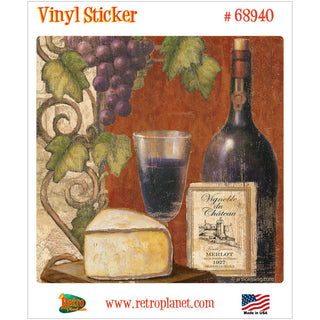 Merlot Wine Cheese Tasting Vinyl Sticker