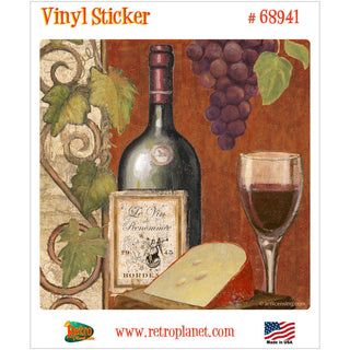 Bordeaux Wine Cheese Tasting Vinyl Sticker