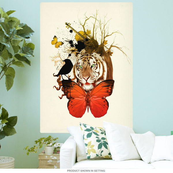 Tiger Bird Butterfly Collage Wall Decal