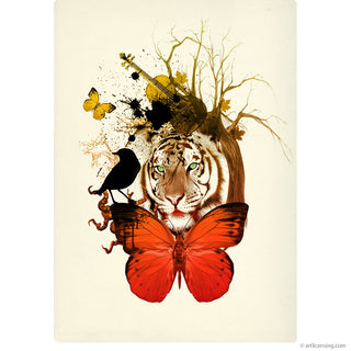 Tiger Bird Butterfly Collage Wall Decal