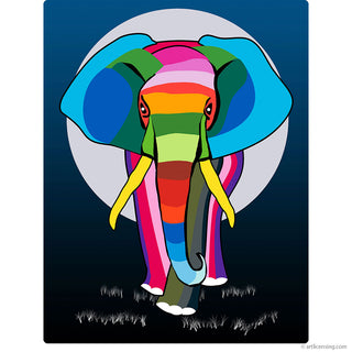 Elephant Full Moon Pop Art Wall Decal