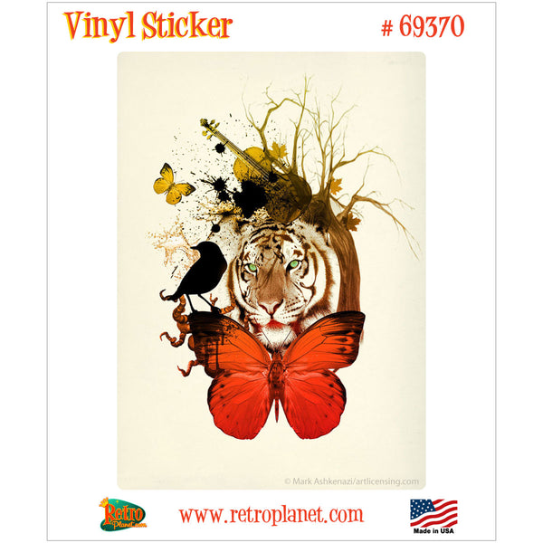 Tiger Bird Butterfly Collage Vinyl Sticker