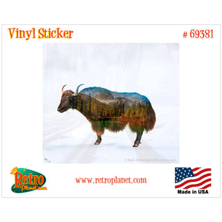 Yak Autumn Wildlife Silhouette Vinyl Sticker