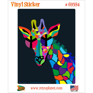 Giraffe Peace And Love Collage Vinyl Sticker