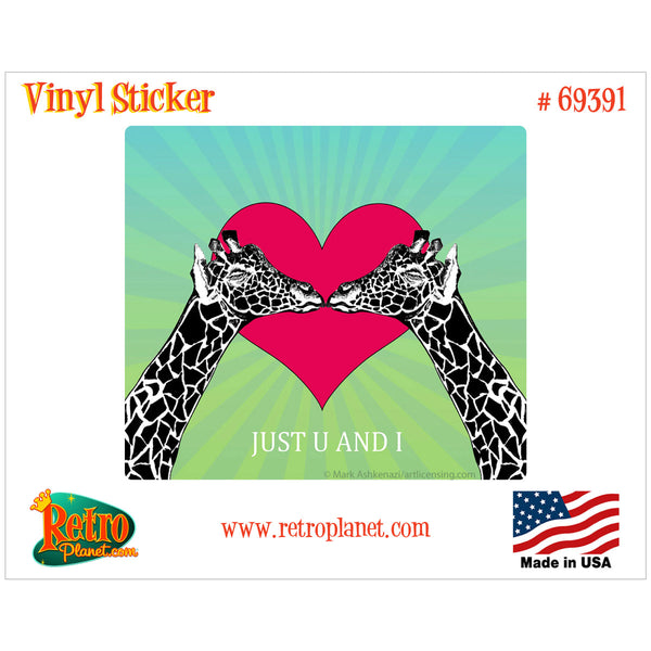 Giraffe Love Just U And I Vinyl Sticker