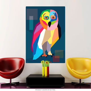 Owl Rainbow Fractal Bird Wall Decal