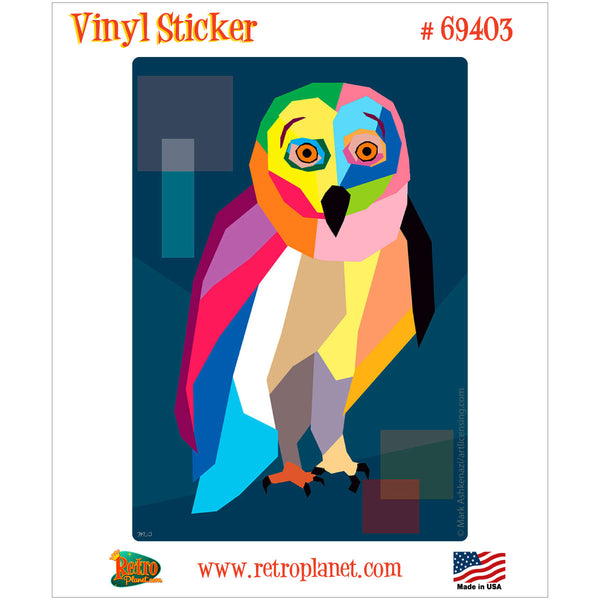 Owl Rainbow Fractal Bird Vinyl Sticker