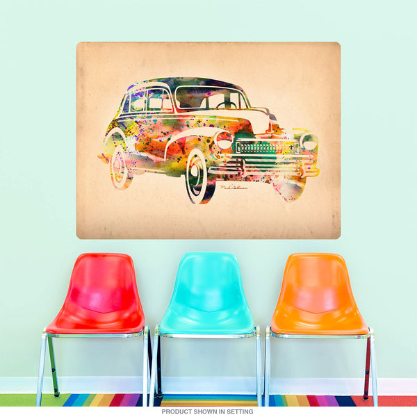 Old Time Coupe Rainbow Car Wall Decal