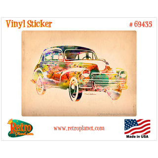 Old Time Coupe Rainbow Car Vinyl Sticker