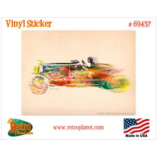 Old Fashioned Racecar Rainbow Vinyl Sticker