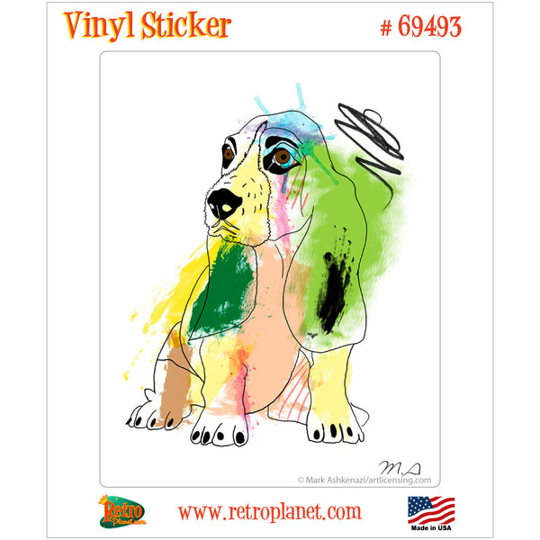Basset Hound Dog Watercolor Vinyl Sticker