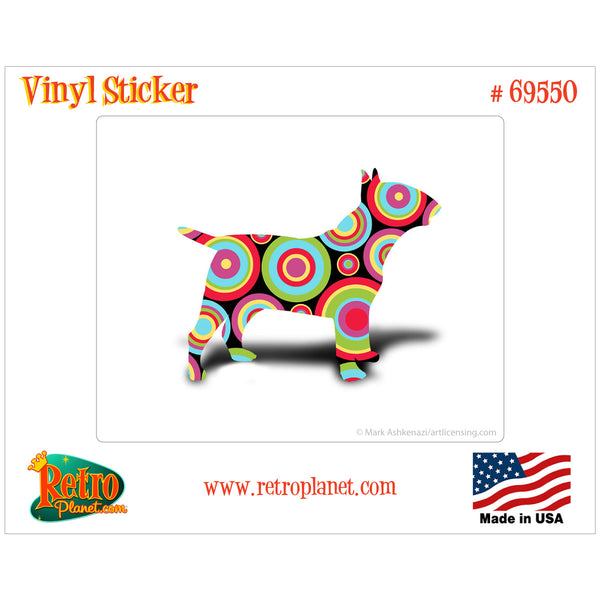Bull Terrier Dog Rainbow Dots Vinyl Sticker