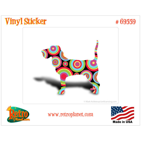 Hound Dog Rainbow Dots Vinyl Sticker