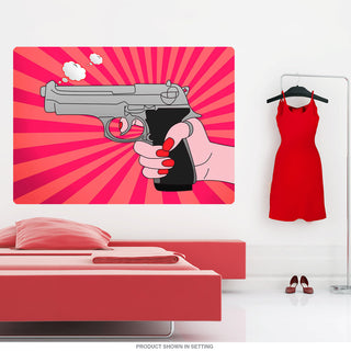 Lady Handgun Cartoon Pop Art Wall Decal